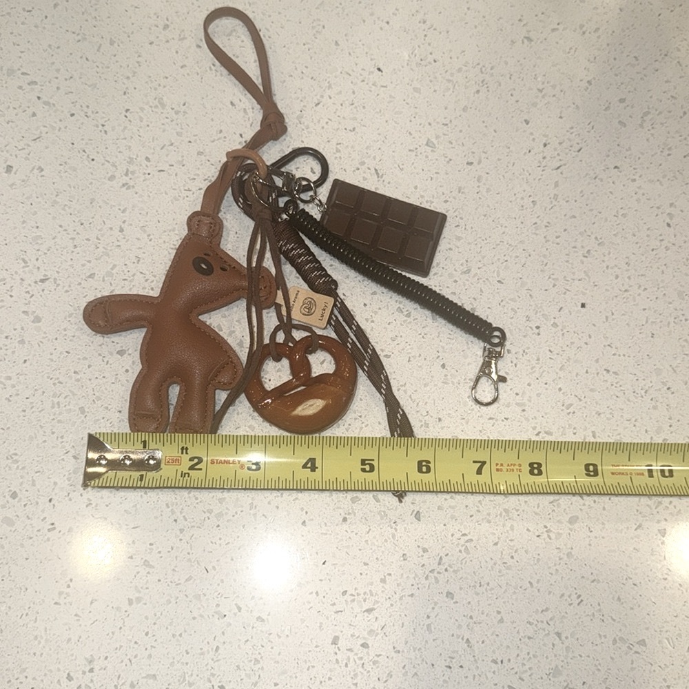 Tan Teddy Bear Vegan Leather Keychain/Purse Charm Accessory - Picture 5 of 5